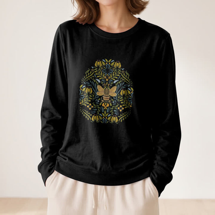 Olivenorma Soft Cotton Blend Bee Floral Print Women's Long Sleeve Shirt - image 5
