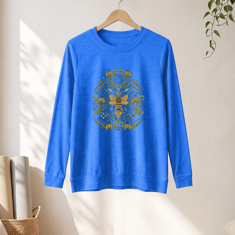Olivenorma Soft Cotton Blend Bee Floral Print Women's Long Sleeve Shirt - image 16