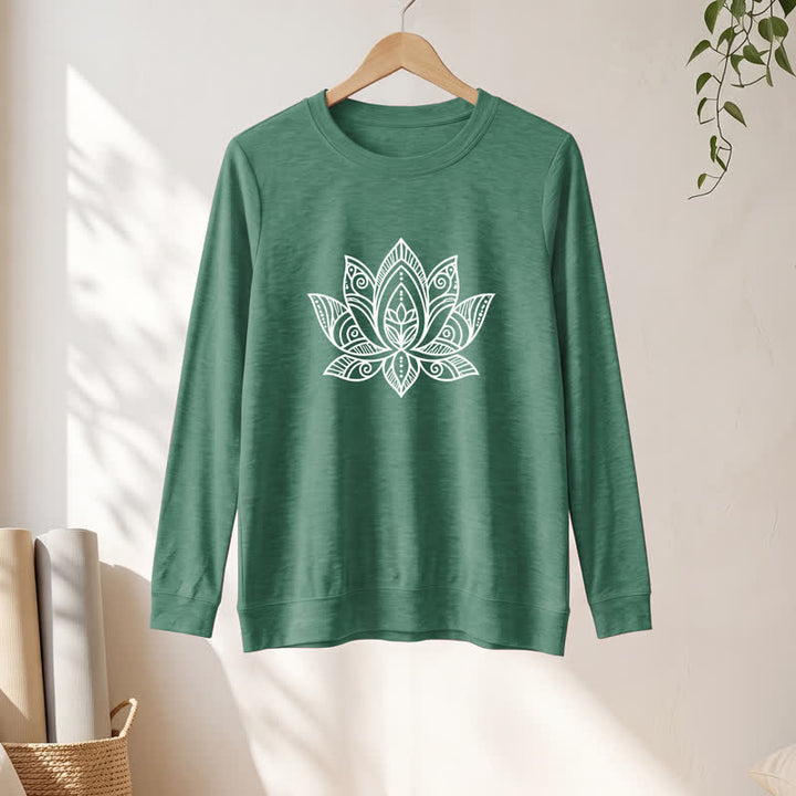 Olivenorma Soft Cotton Blend Mandala Lotus Print Women's Long Sleeve Shirt - image 22