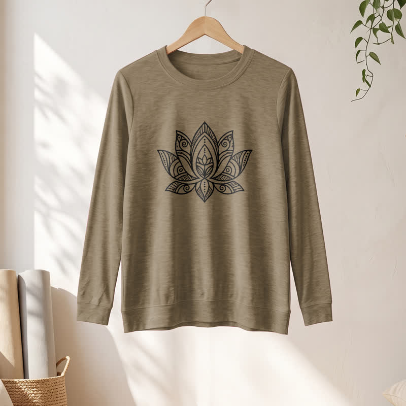 Olivenorma Soft Cotton Blend Mandala Lotus Print Women's Long Sleeve Shirt - image 25