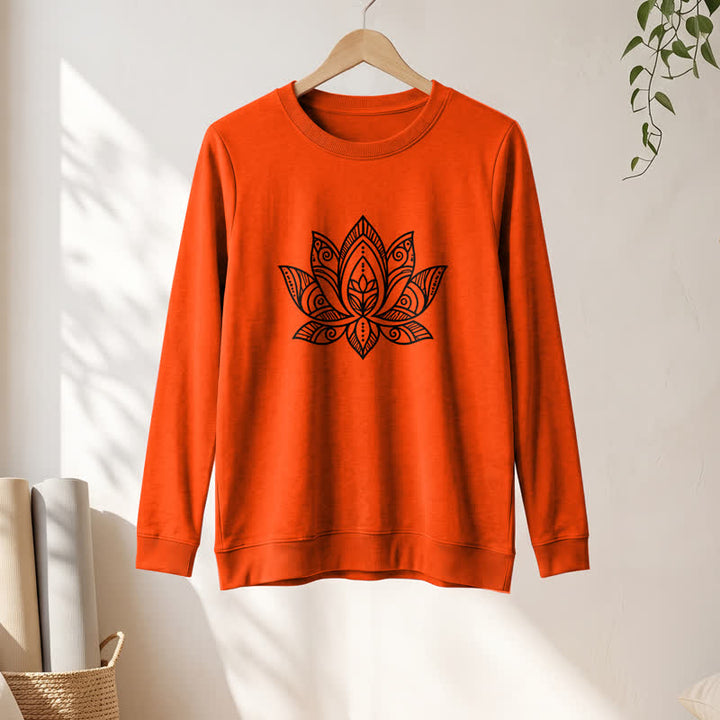 Olivenorma Soft Cotton Blend Mandala Lotus Print Women's Long Sleeve Shirt - image 28