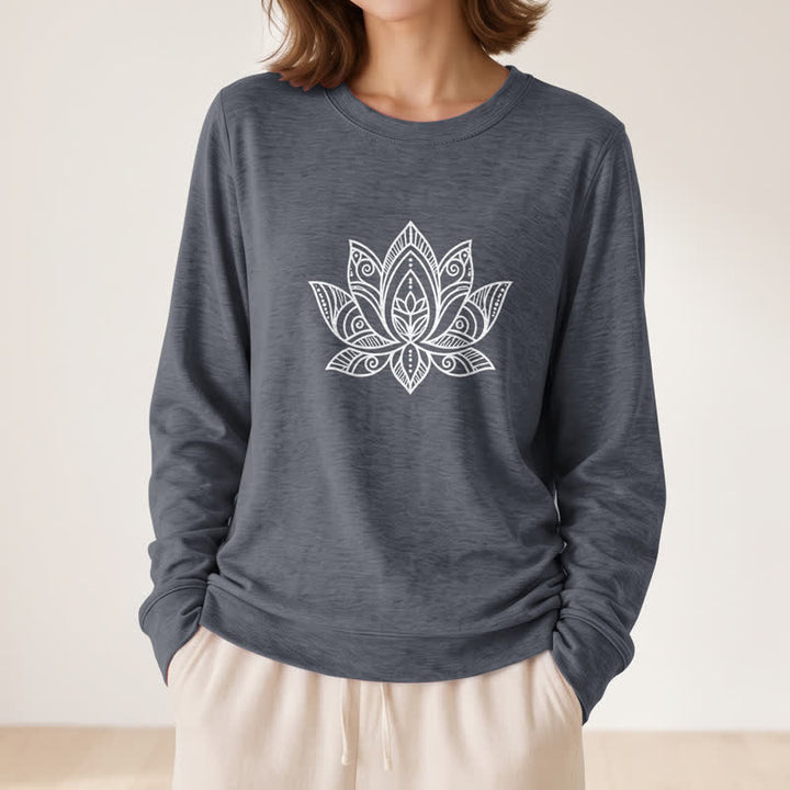 Olivenorma Soft Cotton Blend Mandala Lotus Print Women's Long Sleeve Shirt - image 17