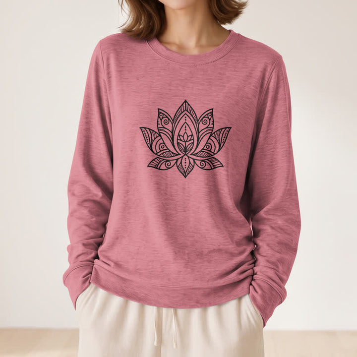Olivenorma Soft Cotton Blend Mandala Lotus Print Women's Long Sleeve Shirt - image 11
