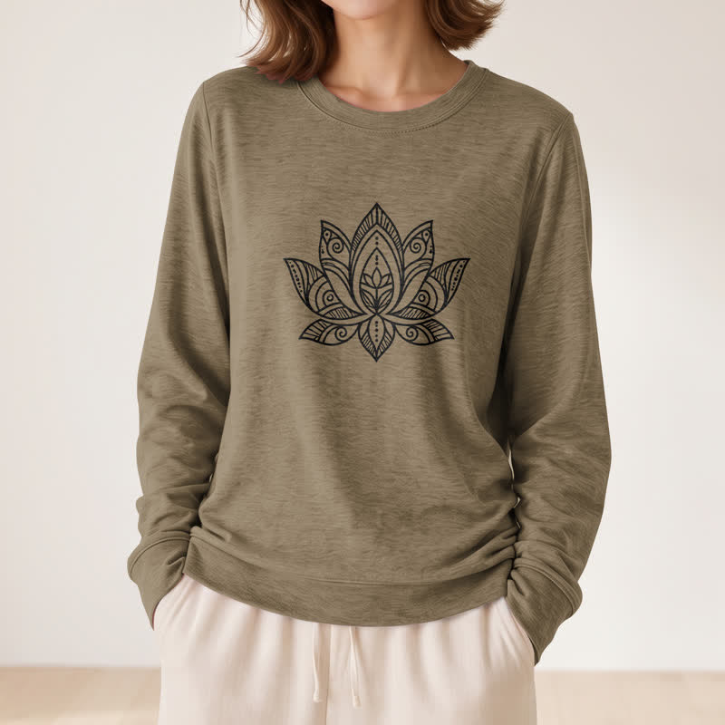 Olivenorma Soft Cotton Blend Mandala Lotus Print Women's Long Sleeve Shirt - image 26