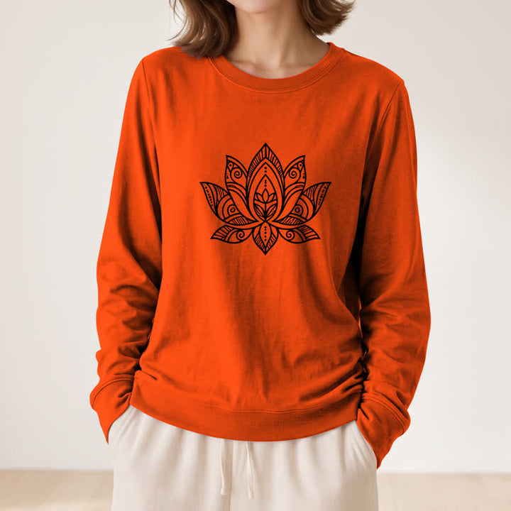 Olivenorma Soft Cotton Blend Mandala Lotus Print Women's Long Sleeve Shirt - image 29