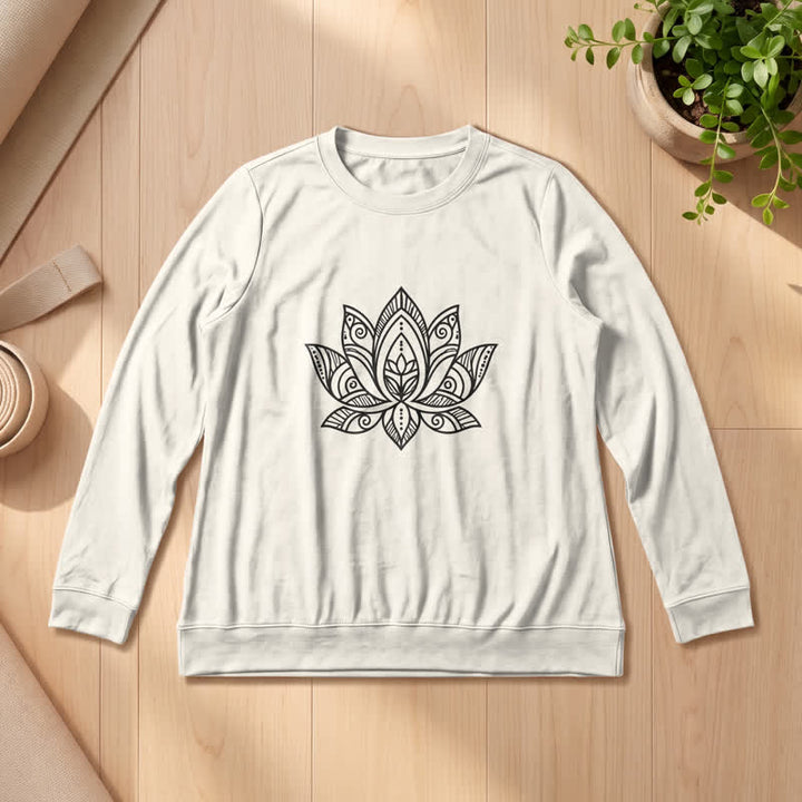 Olivenorma Soft Cotton Blend Mandala Lotus Print Women's Long Sleeve Shirt - Sand Color - 2XL - image 12