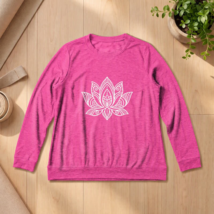 Olivenorma Soft Cotton Blend Mandala Lotus Print Women's Long Sleeve Shirt - Rose - 2XL - image 18