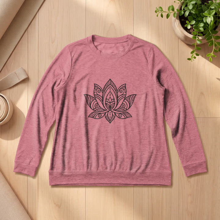 Olivenorma Soft Cotton Blend Mandala Lotus Print Women's Long Sleeve Shirt - Rose Gold - 2XL - image 9