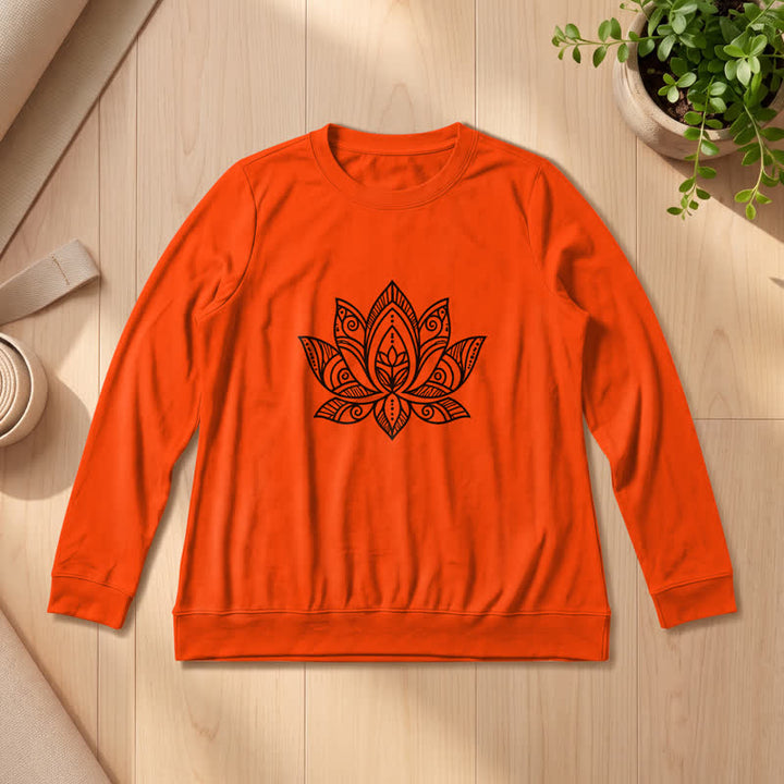 Olivenorma Soft Cotton Blend Mandala Lotus Print Women's Long Sleeve Shirt - Orange - 2XL - image 27
