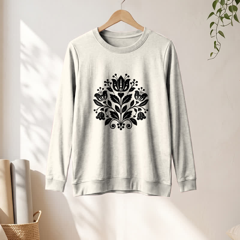 Olivenorma Soft Cotton Blend Folk Floral Print Women's Long Sleeve Shirt - image 10