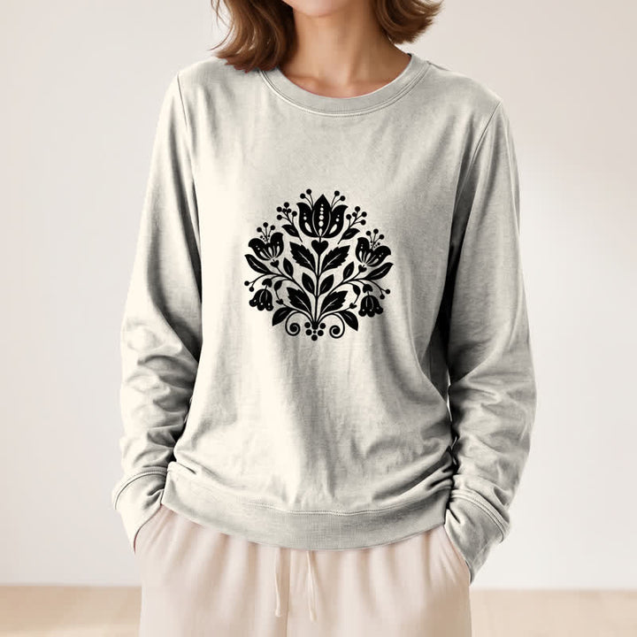 Olivenorma Soft Cotton Blend Folk Floral Print Women's Long Sleeve Shirt - image 11