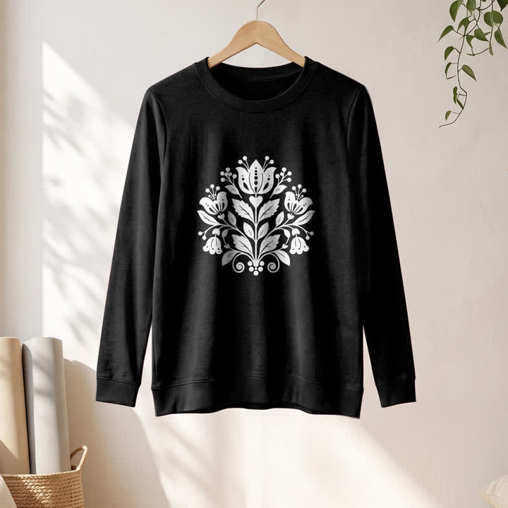 Olivenorma Soft Cotton Blend Folk Floral Print Women's Long Sleeve Shirt - image 7
