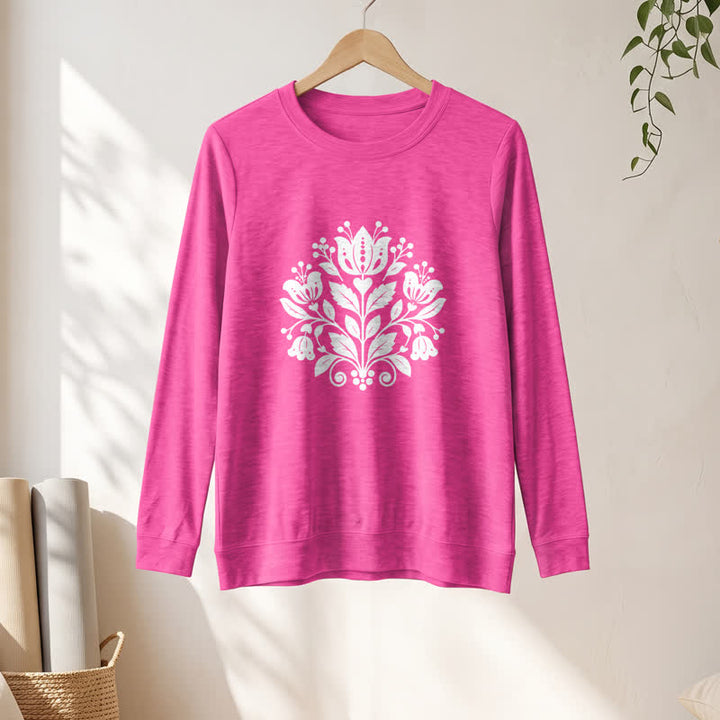 Olivenorma Soft Cotton Blend Folk Floral Print Women's Long Sleeve Shirt - image 19