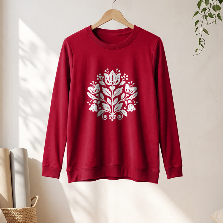 Olivenorma Soft Cotton Blend Folk Floral Print Women's Long Sleeve Shirt - image 31