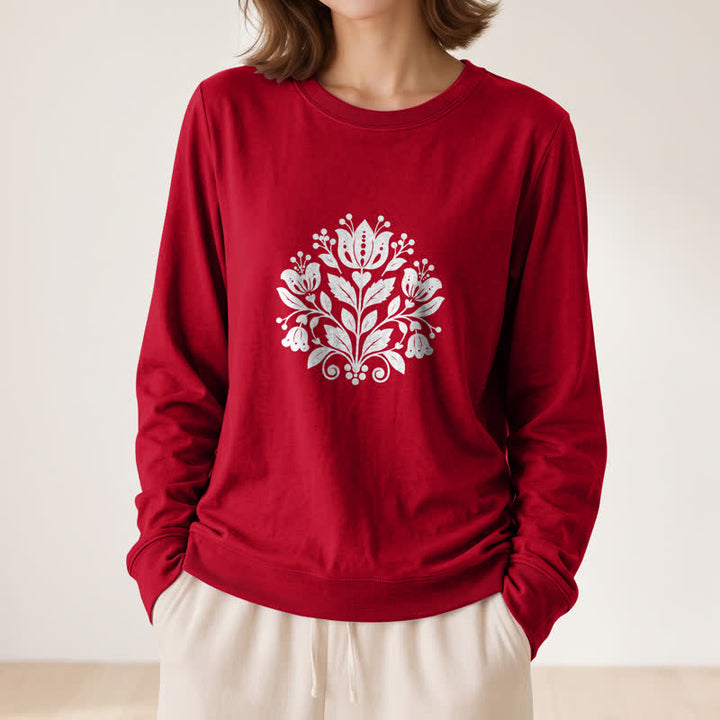 Olivenorma Soft Cotton Blend Folk Floral Print Women's Long Sleeve Shirt - image 32