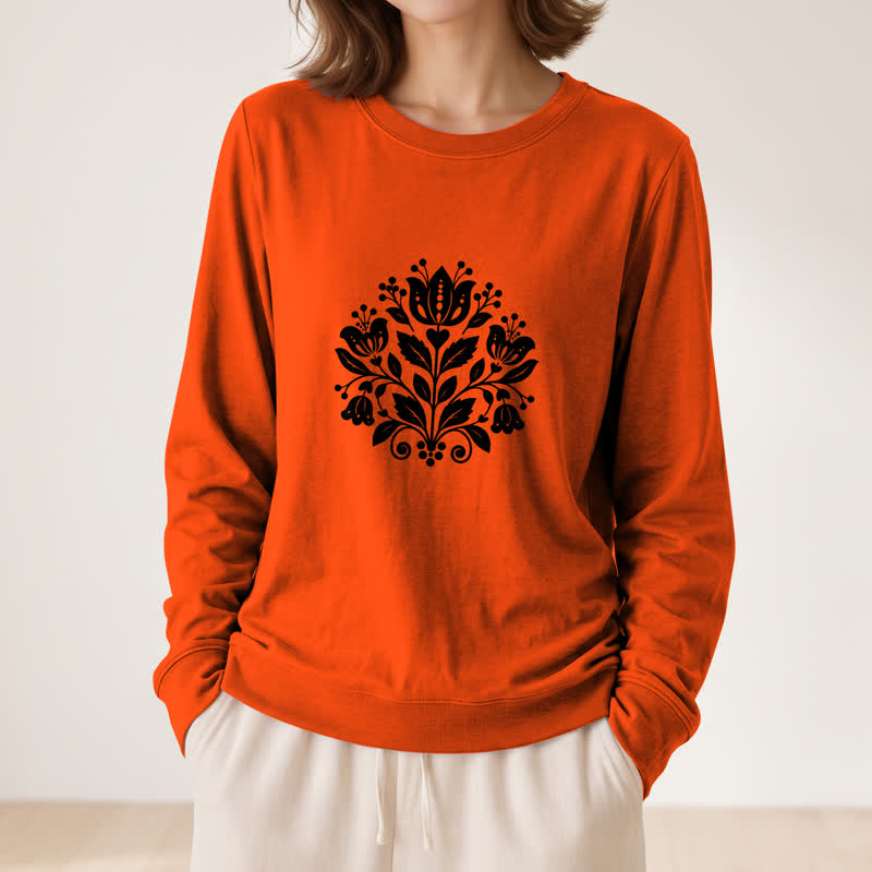 Olivenorma Soft Cotton Blend Folk Floral Print Women's Long Sleeve Shirt - image 29