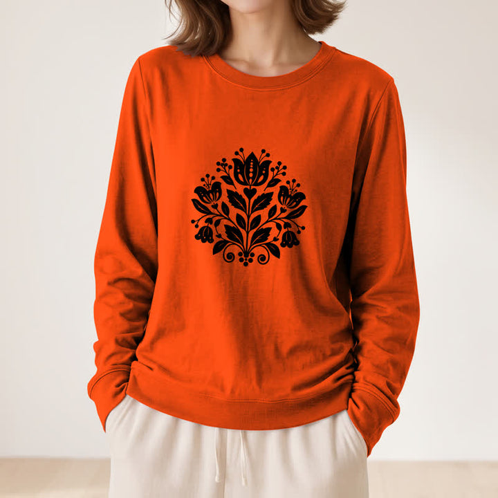 Olivenorma Soft Cotton Blend Folk Floral Print Women's Long Sleeve Shirt - image 29