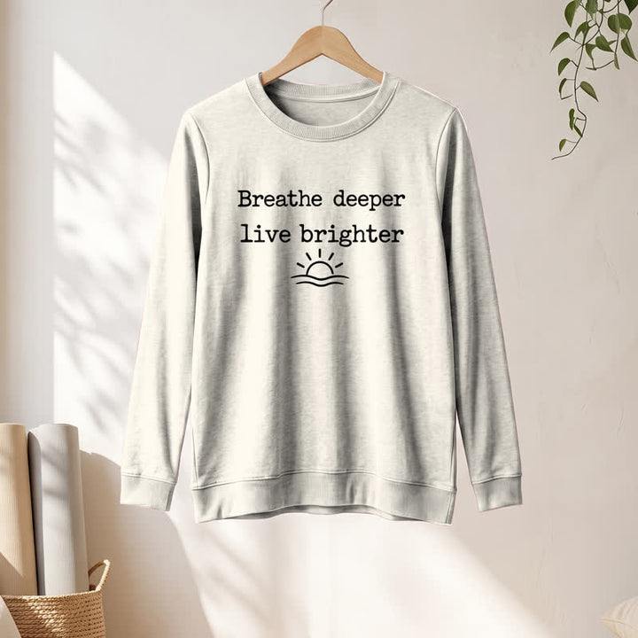 Olivenorma Soft Cotton Blend Breathe Deeper Quote Print Women's Long Sleeve Shirt - image 13