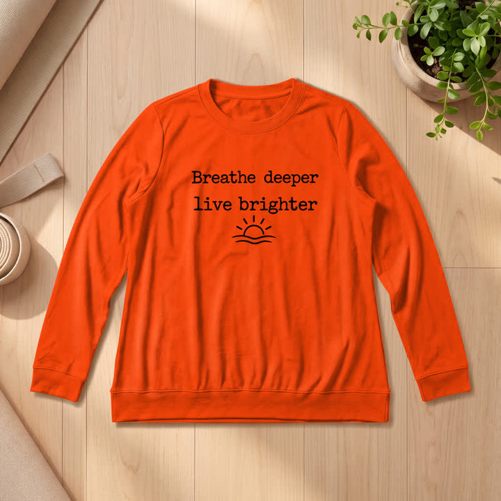 Olivenorma Soft Cotton Blend Breathe Deeper Quote Print Women's Long Sleeve Shirt - Orange - 2XL - image 27