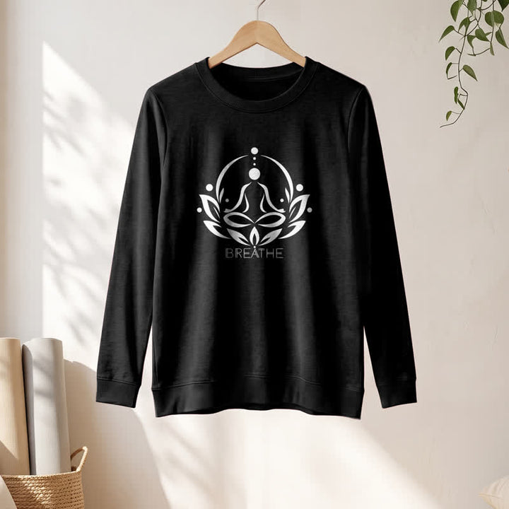Olivenorma Cotton Blend Breathe Lotus Figure Print Women's Long Sleeve Shir - image 4