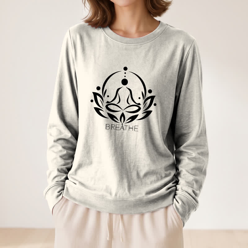 Olivenorma Cotton Blend Breathe Lotus Figure Print Women's Long Sleeve Shir - image 11