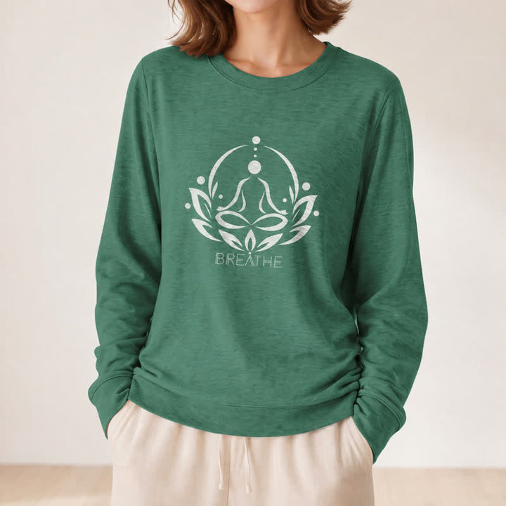 Olivenorma Cotton Blend Breathe Lotus Figure Print Women's Long Sleeve Shir - image 23