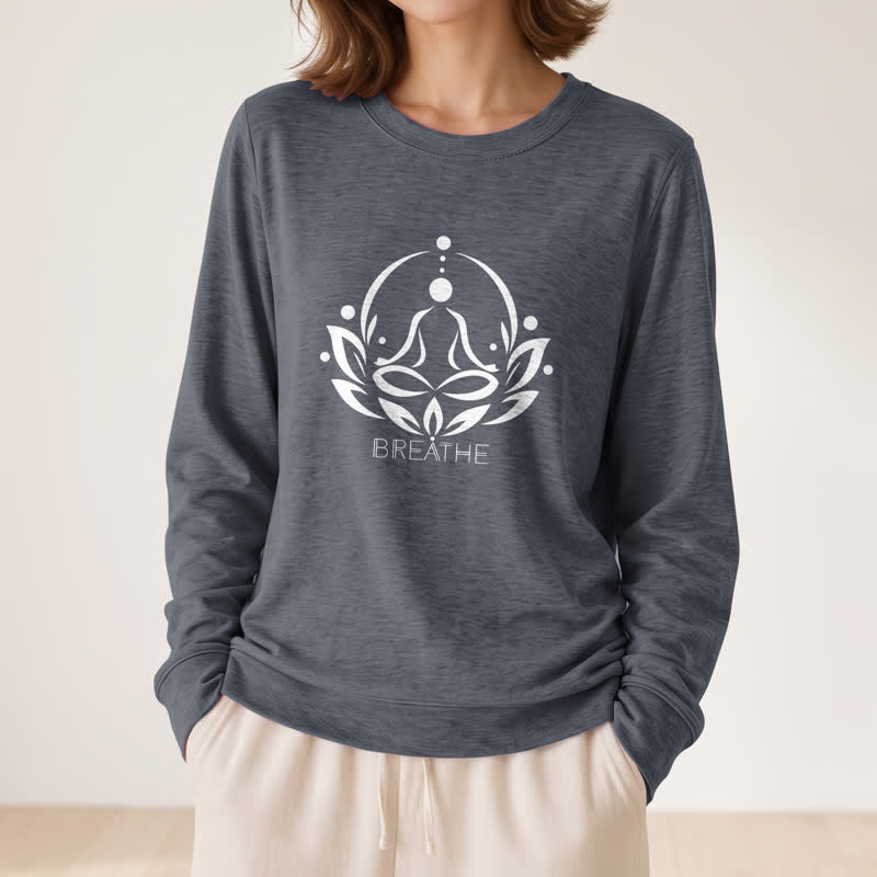 Olivenorma Cotton Blend Breathe Lotus Figure Print Women's Long Sleeve Shir - image 14