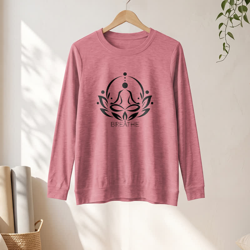 Olivenorma Cotton Blend Breathe Lotus Figure Print Women's Long Sleeve Shir - image 7
