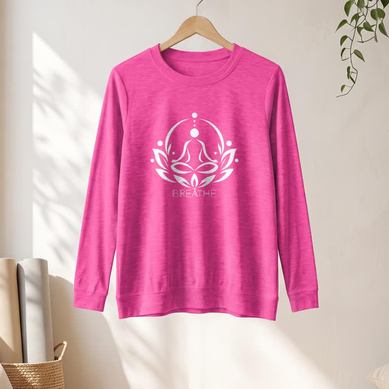 Olivenorma Cotton Blend Breathe Lotus Figure Print Women's Long Sleeve Shir - image 19