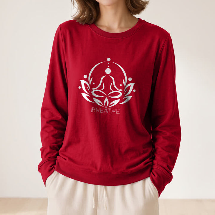 Olivenorma Cotton Blend Breathe Lotus Figure Print Women's Long Sleeve Shir - image 32