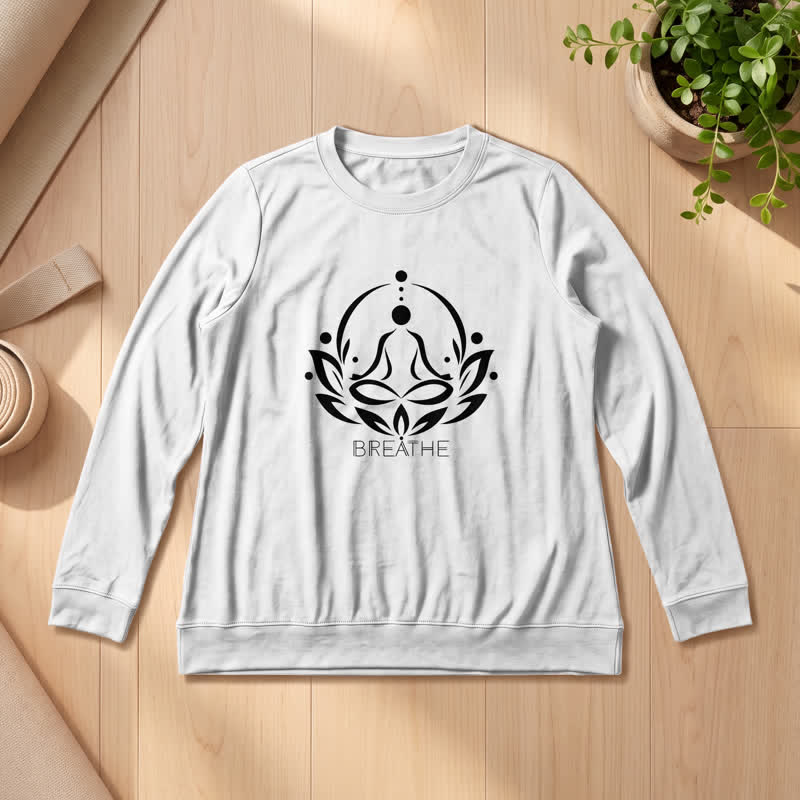 Olivenorma Cotton Blend Breathe Lotus Figure Print Women's Long Sleeve Shir - White - 2XL - image 0