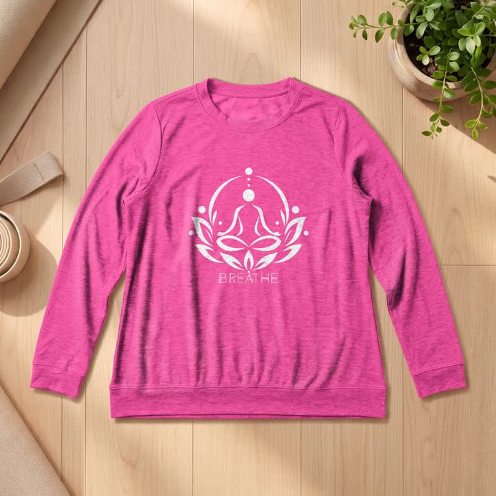 Olivenorma Cotton Blend Breathe Lotus Figure Print Women's Long Sleeve Shir - Rose - 2XL - image 18