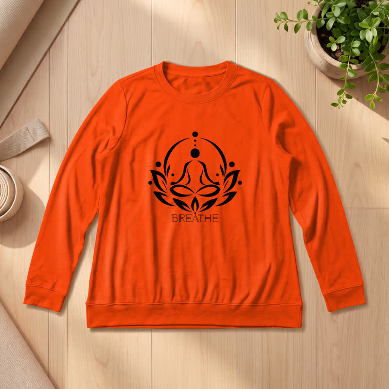 Olivenorma Cotton Blend Breathe Lotus Figure Print Women's Long Sleeve Shir - Orange - 2XL - image 27