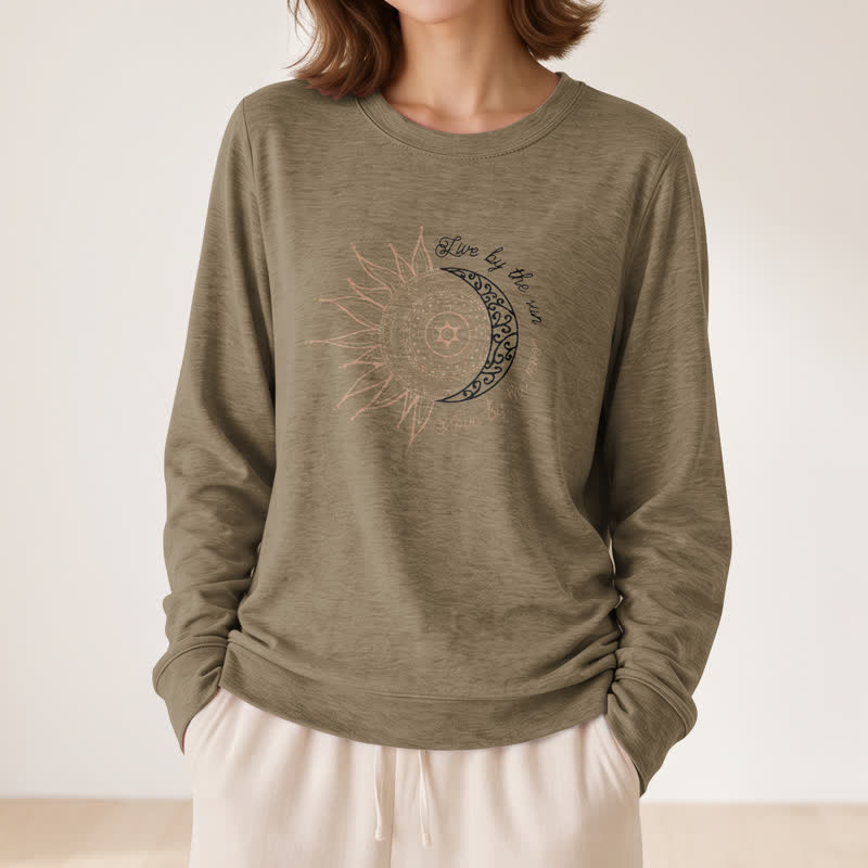 Olivenorma Soft Cotton Blend Sun Moon Mandala Print Women's Long Sleeve Shirt - image 26
