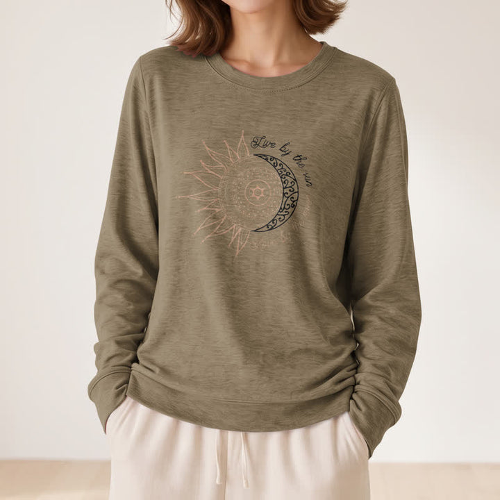 Olivenorma Soft Cotton Blend Sun Moon Mandala Print Women's Long Sleeve Shirt - image 26