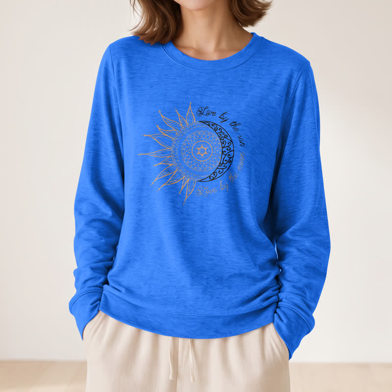 Olivenorma Soft Cotton Blend Sun Moon Mandala Print Women's Long Sleeve Shirt - image 20