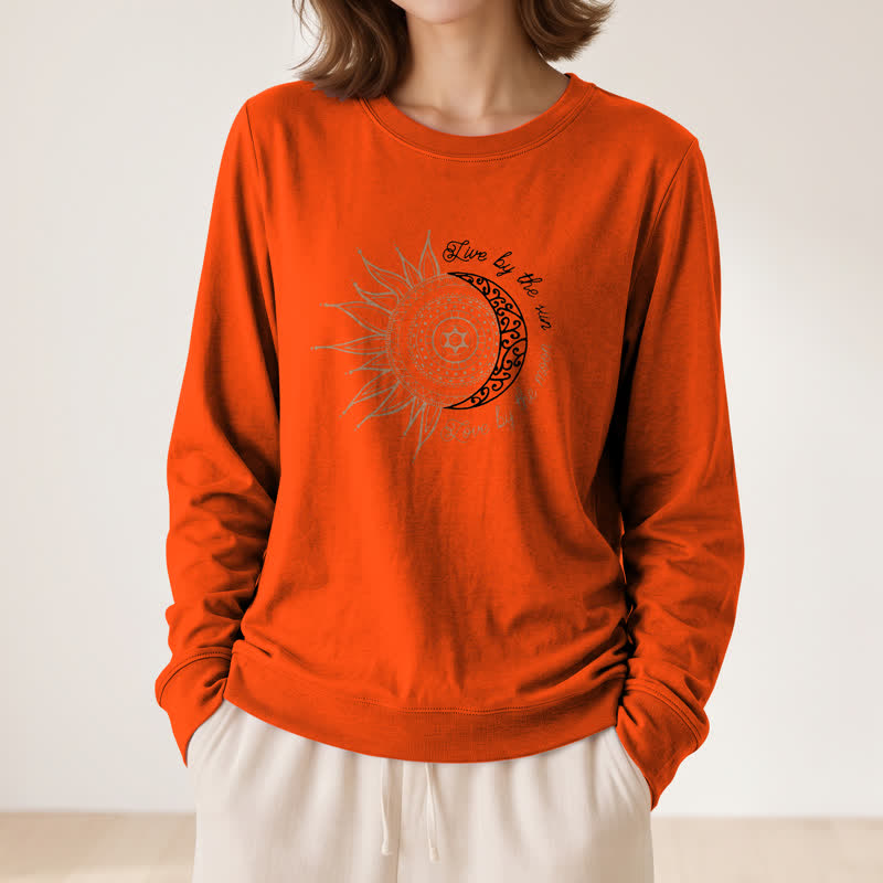 Olivenorma Soft Cotton Blend Sun Moon Mandala Print Women's Long Sleeve Shirt - image 29