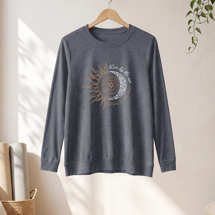 Olivenorma Soft Cotton Blend Sun Moon Mandala Print Women's Long Sleeve Shirt - image 16