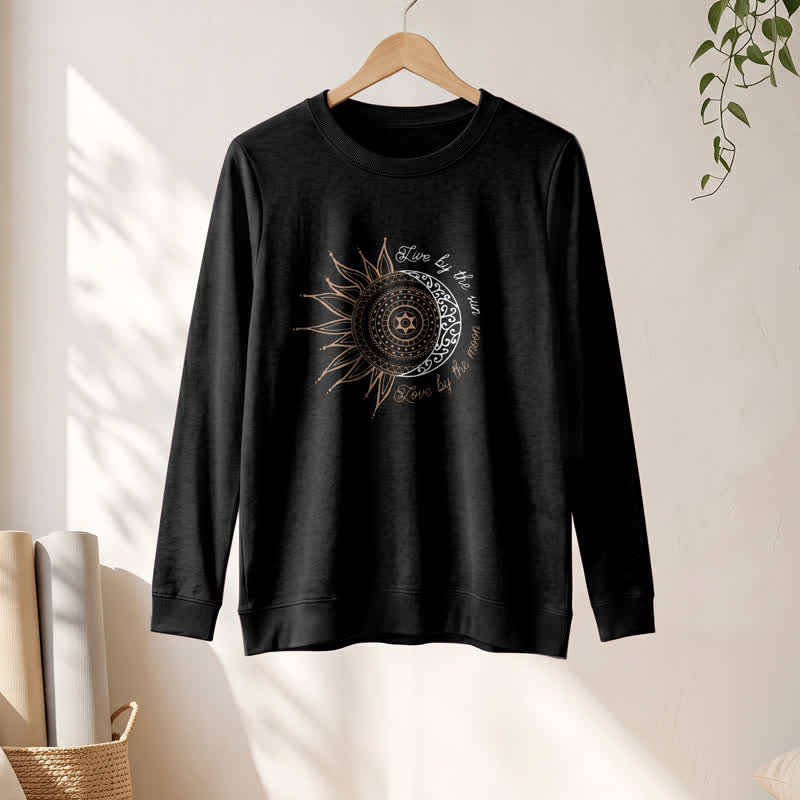 Olivenorma Soft Cotton Blend Sun Moon Mandala Print Women's Long Sleeve Shirt - image 7