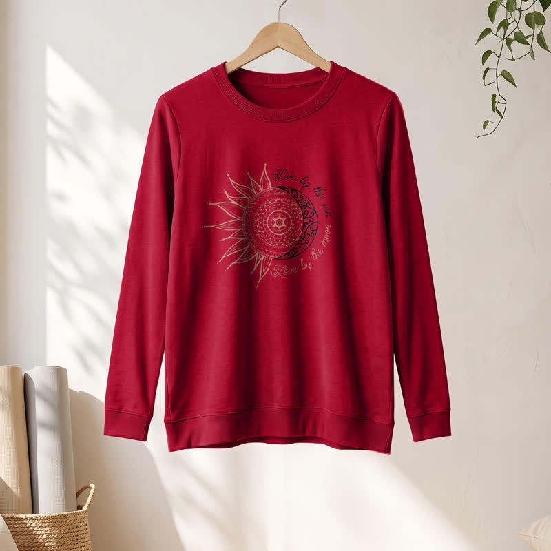 Olivenorma Soft Cotton Blend Sun Moon Mandala Print Women's Long Sleeve Shirt - image 31