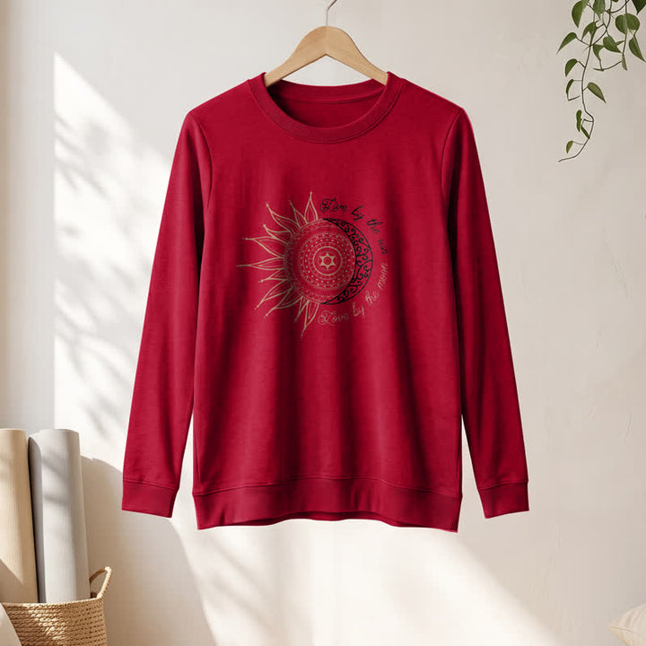 Olivenorma Soft Cotton Blend Sun Moon Mandala Print Women's Long Sleeve Shirt - image 31