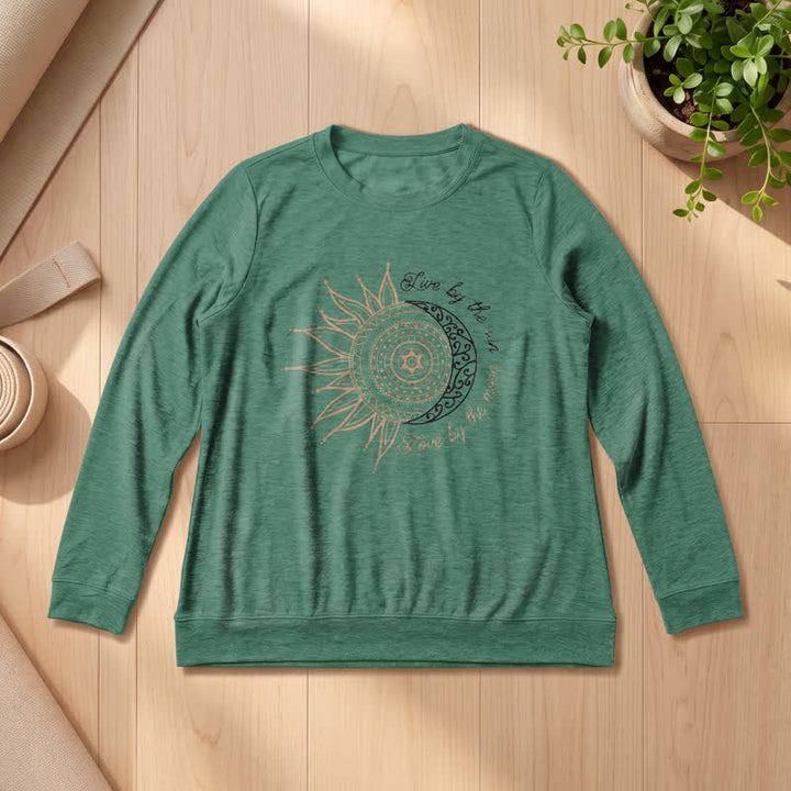 Olivenorma Soft Cotton Blend Sun Moon Mandala Print Women's Long Sleeve Shirt - Vintage Green - 2XL - image 0