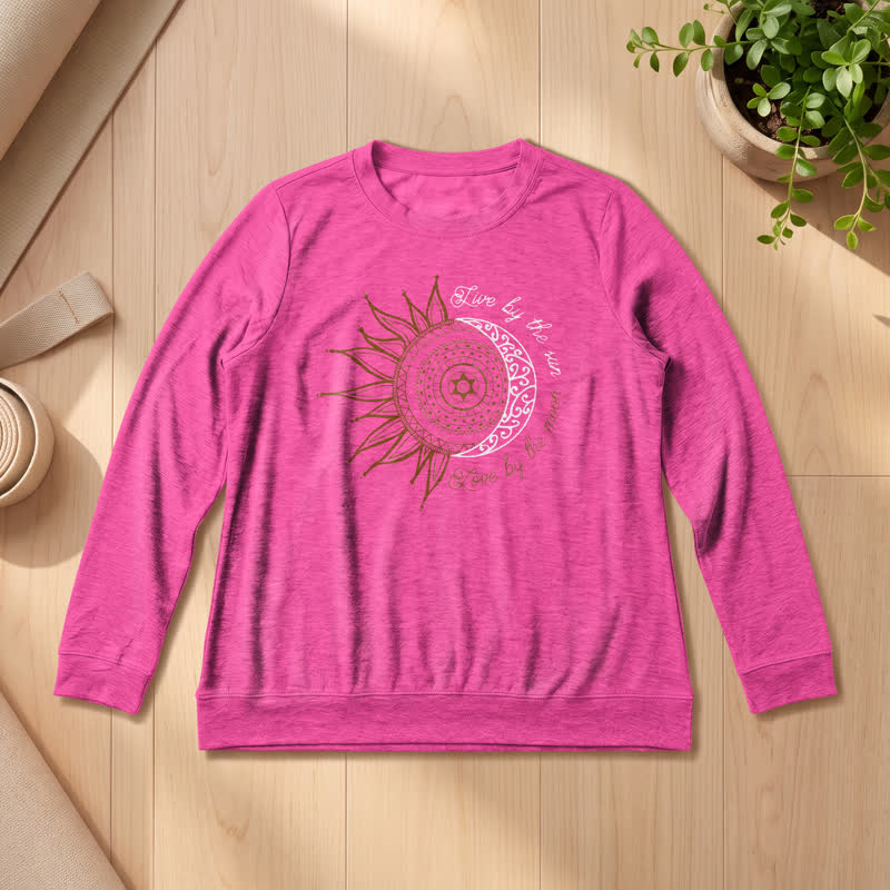 Olivenorma Soft Cotton Blend Sun Moon Mandala Print Women's Long Sleeve Shirt - Rose - 2XL - image 21