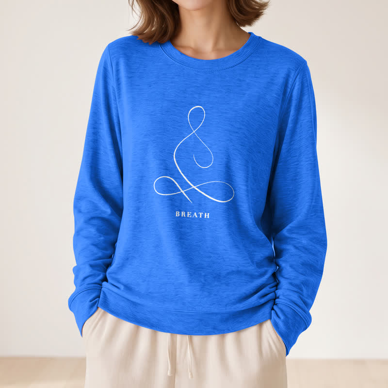 Olivenorma Cotton Blend Breath & Calm Line Art Print Women's Long Sleeve Shirt - image 35