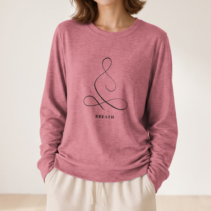 Olivenorma Cotton Blend Breath & Calm Line Art Print Women's Long Sleeve Shirt - image 23