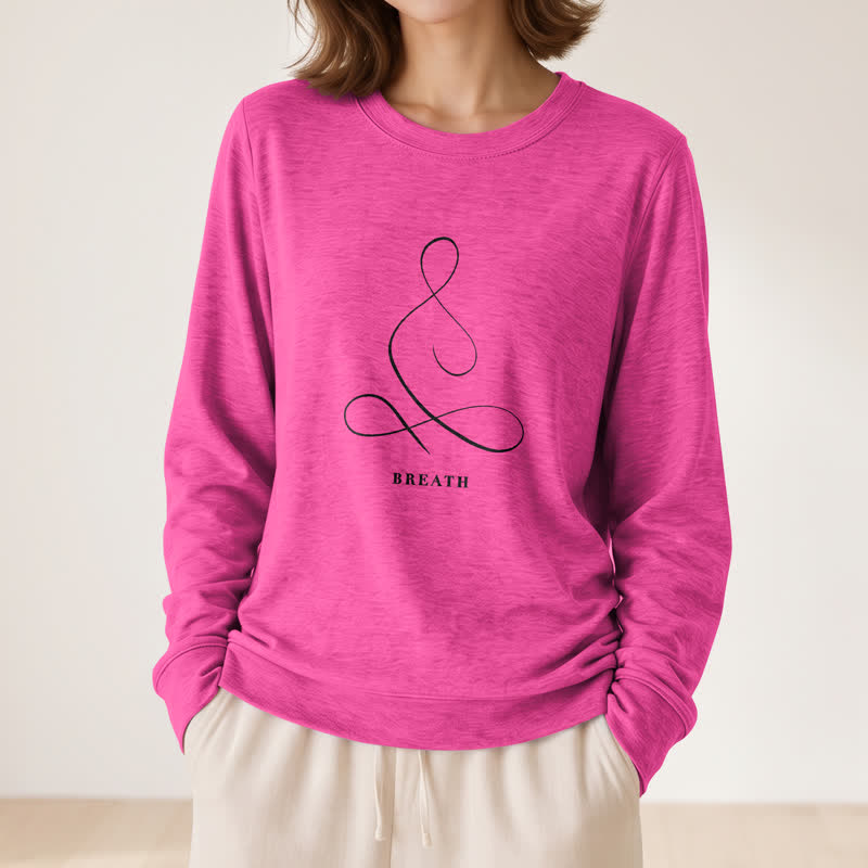 Olivenorma Cotton Blend Breath & Calm Line Art Print Women's Long Sleeve Shirt - image 41