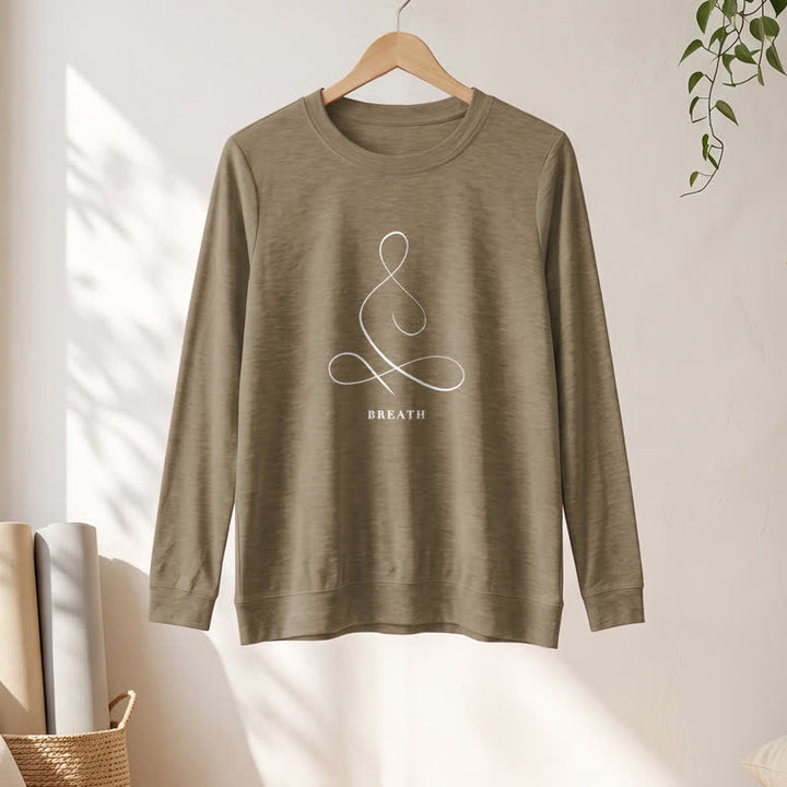 Olivenorma Cotton Blend Breath & Calm Line Art Print Women's Long Sleeve Shirt - image 52