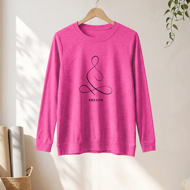 Olivenorma Cotton Blend Breath & Calm Line Art Print Women's Long Sleeve Shirt - image 40