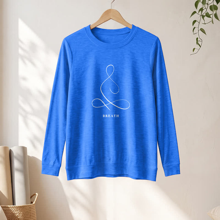 Olivenorma Cotton Blend Breath & Calm Line Art Print Women's Long Sleeve Shirt - image 34