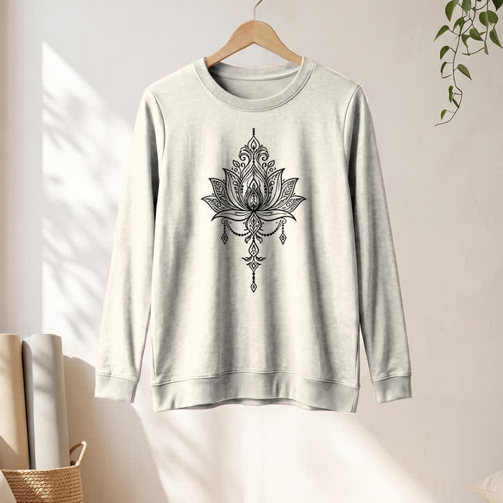 Olivenorma Soft Cotton Blend Ornate Lotus Print Women's Long Sleeve Shirt - image 13